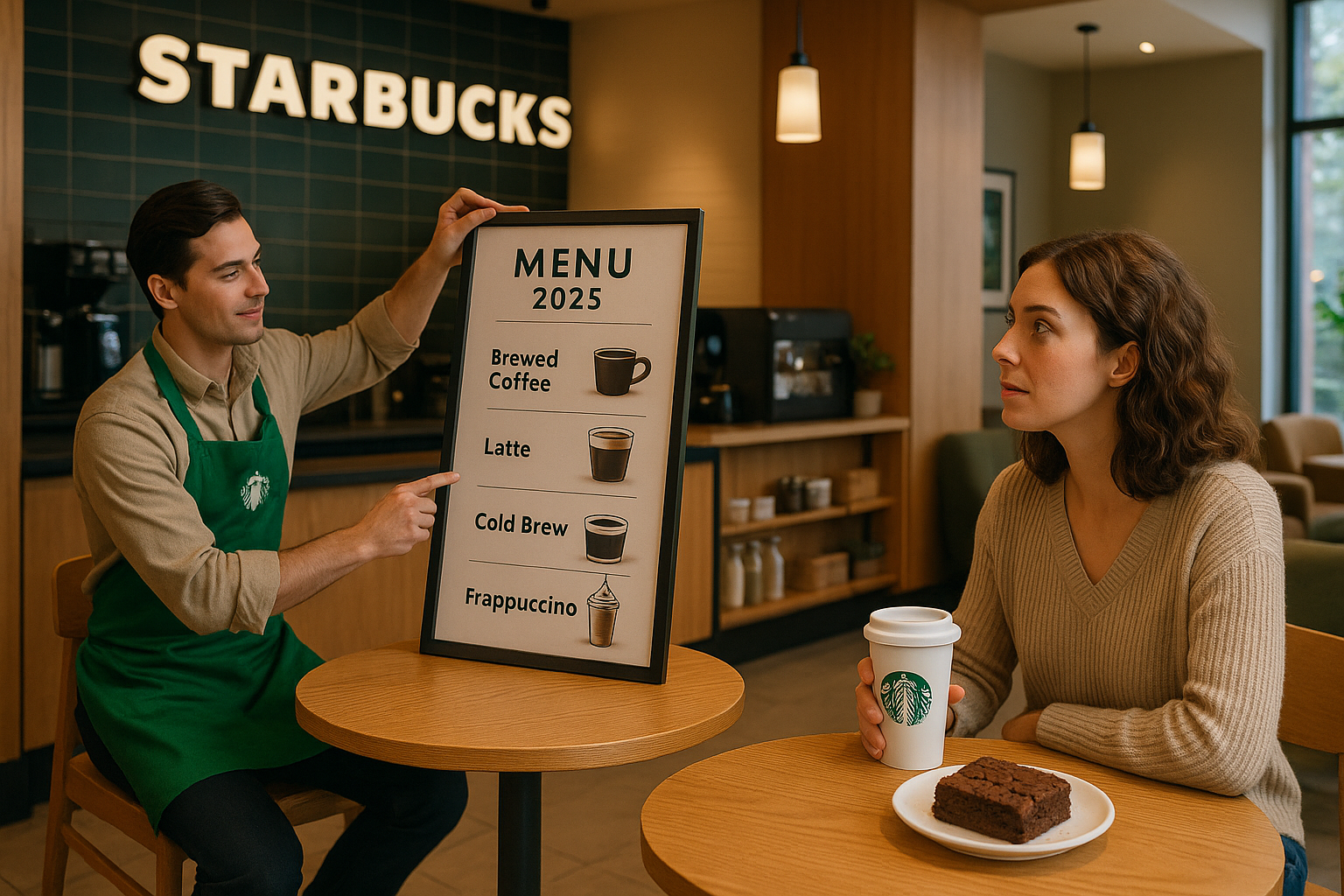 Starbucks 2025 simplified menu includes the returning Double Chocolate Brownie and reusable cup.