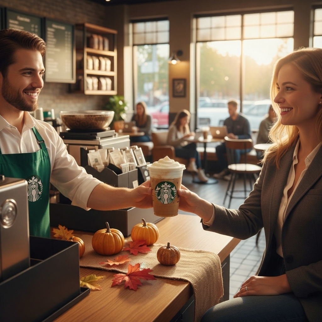 Starbucks iced coffee with protein cold foam served by barista in cozy cafe