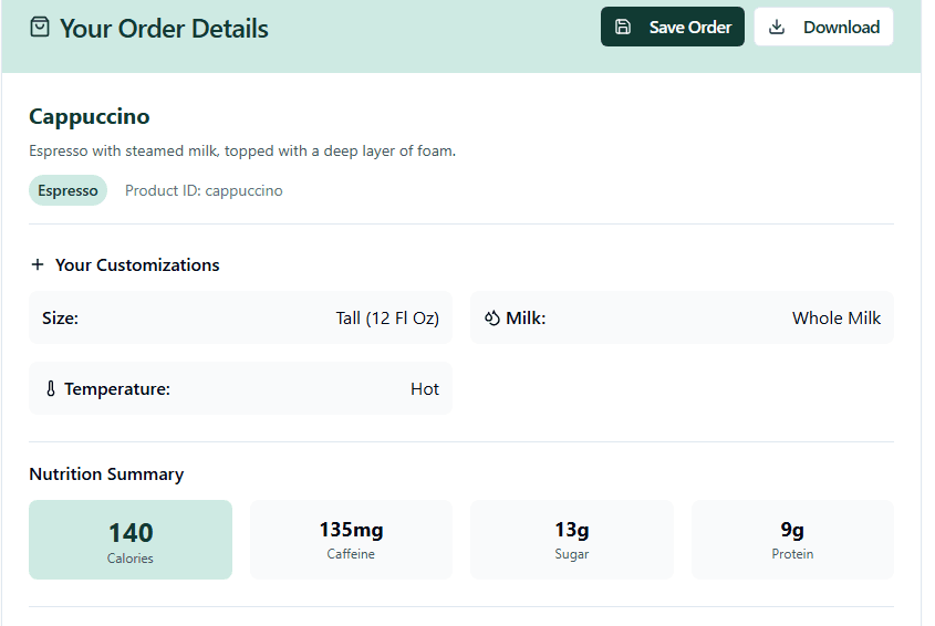 starbucks drink calories output latest