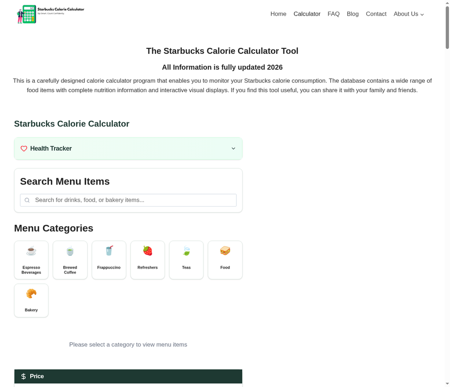 Health tracker in starbucks calculator
